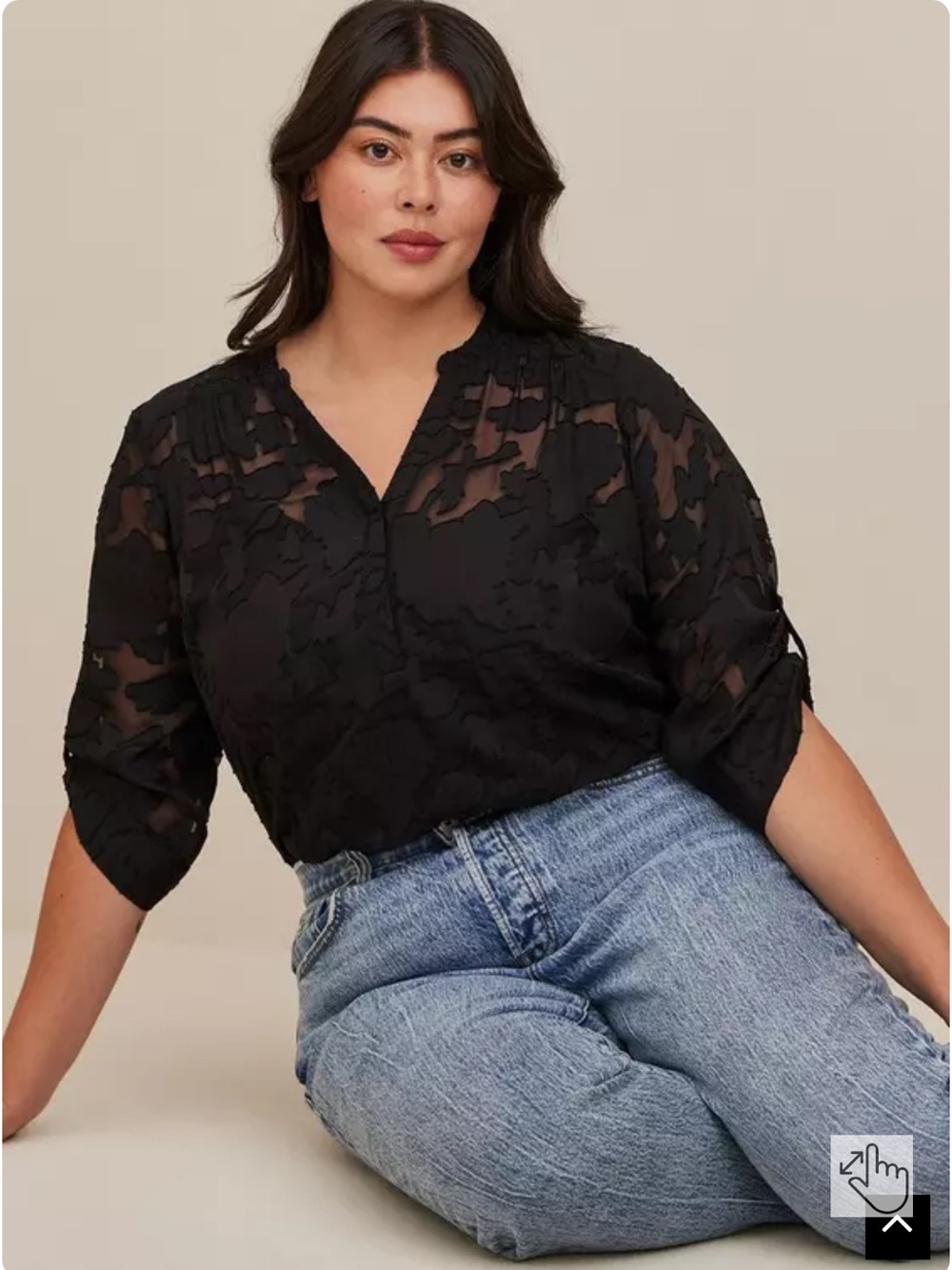 Torrid Harper Chiffon Clip Floral Pullover 3/4 Sleeve Blouse